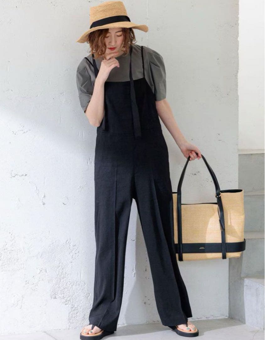 23区【CLASSY.6月号掲載/洗える】リネンレーヨンストレッチ サロペット