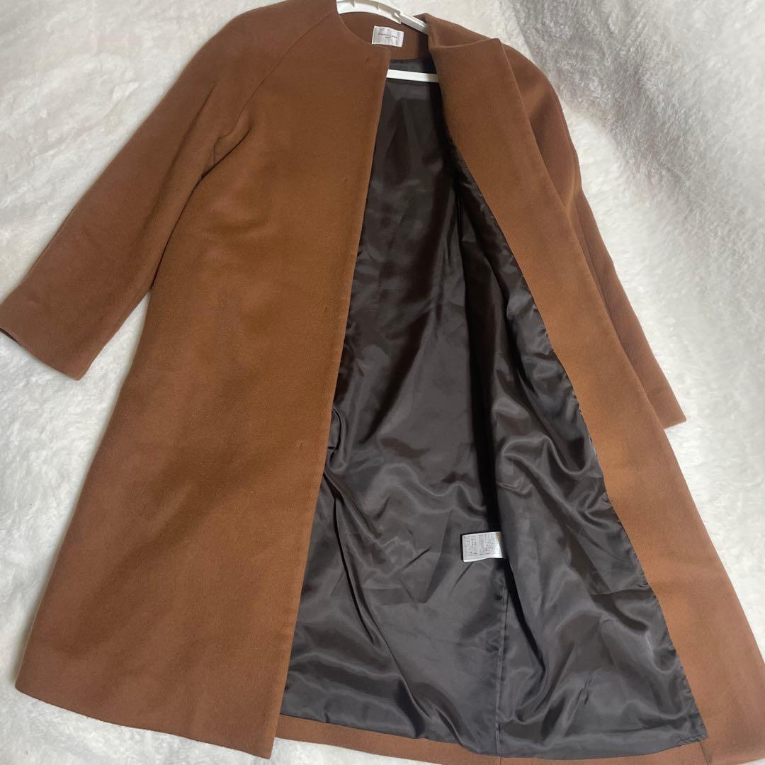 デミルクスビームス 4,6万円ショートビーバー ノーカラー　ロングコート　ウール