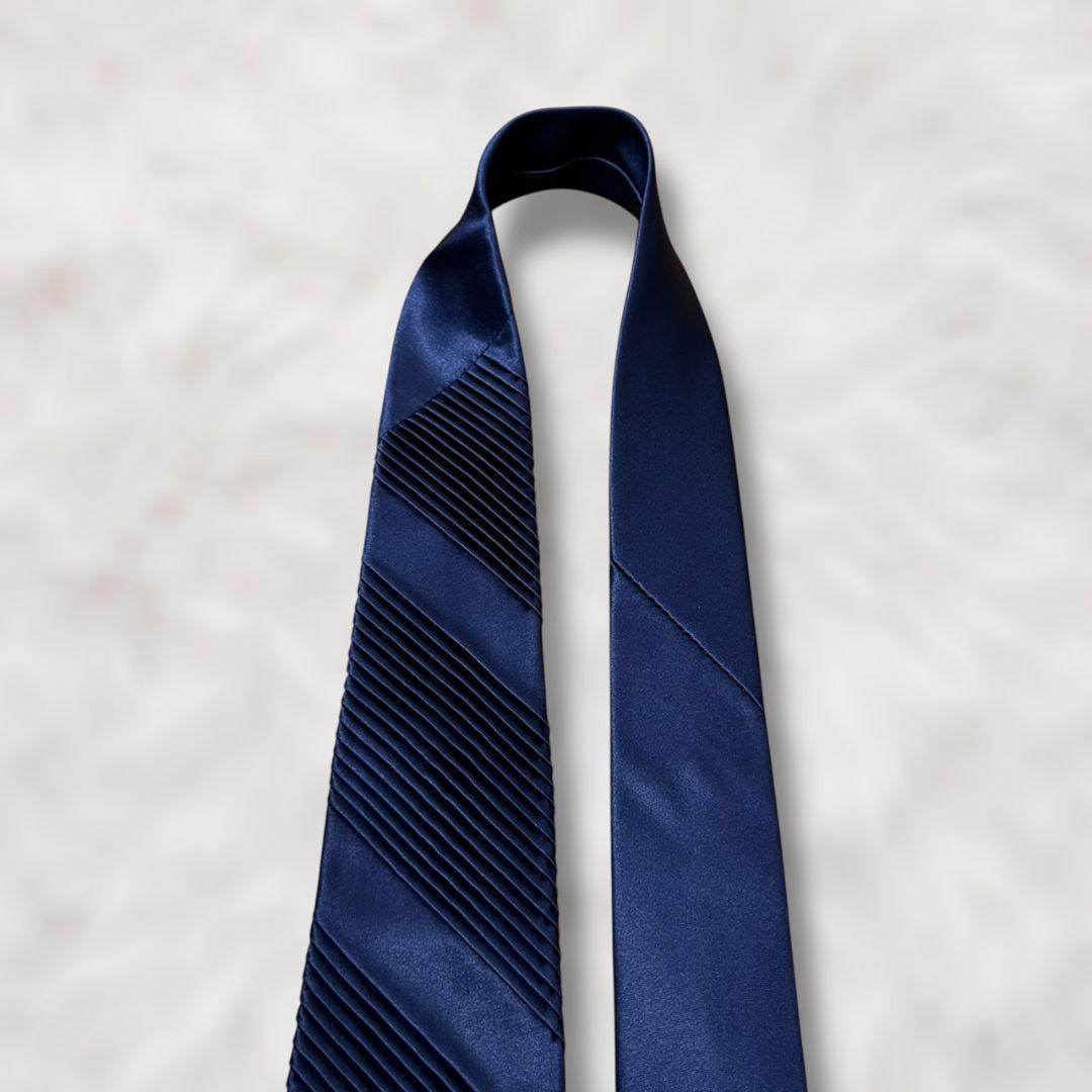 【新品未使用✨】ステファノリッチ ネクタイ プリーツ加工 ソリッドタイ ネイビー