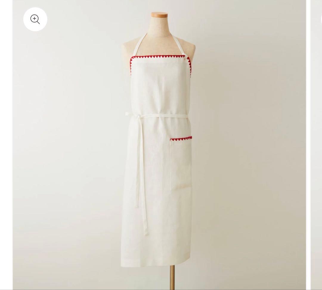 TKMK ORIGINAL LINEN APRON / WHITE×RED