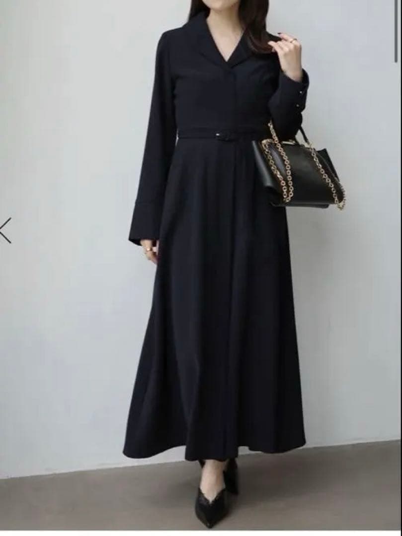 新品タグ付anuas ワンピースネイビー セレモニーテイラーワンピースM