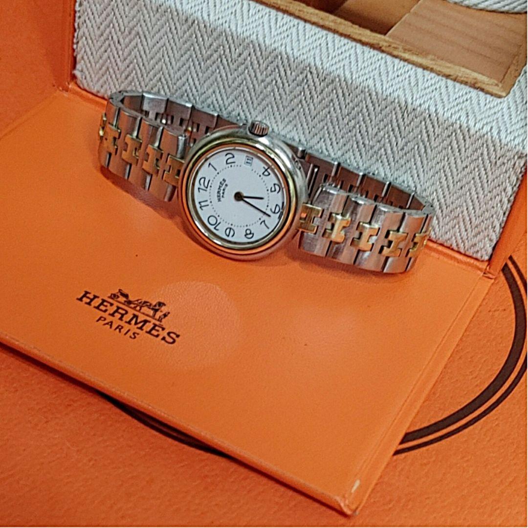 ぽんたろーエルメス時計プロフィー/新品電池新品仕上げ正常稼働品/レディース