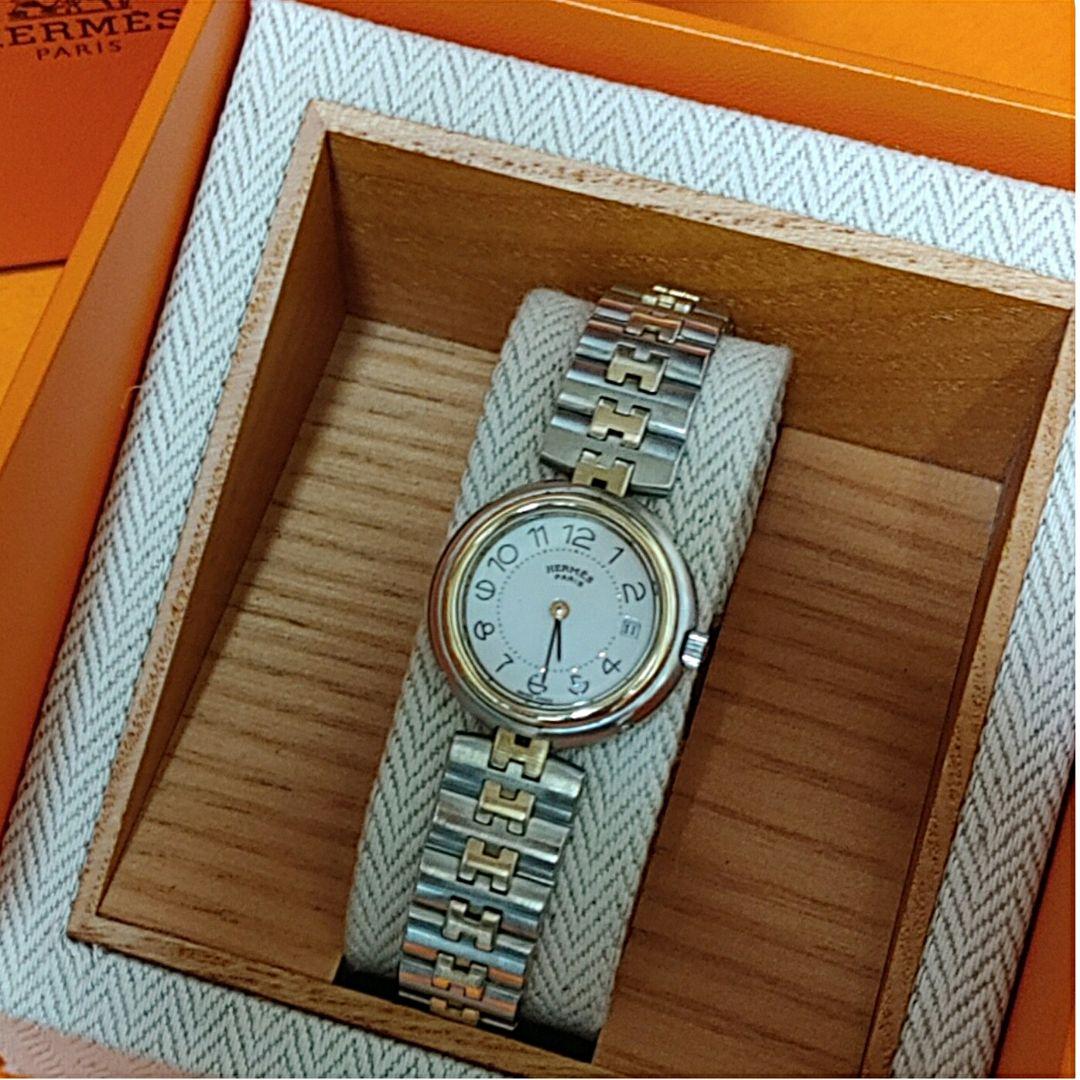 ぽんたろーエルメス時計プロフィー/新品電池新品仕上げ正常稼働品/レディース