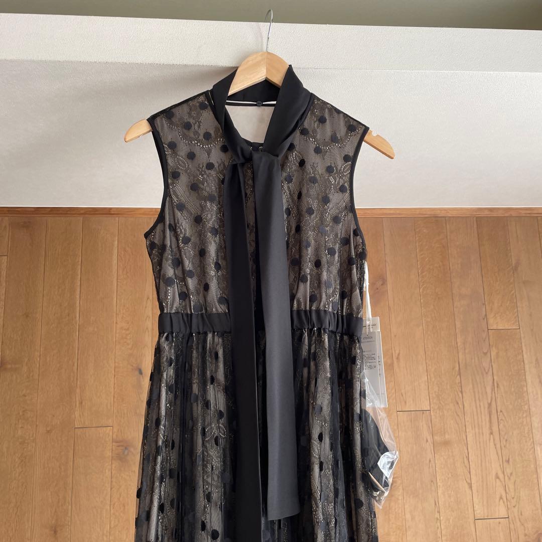 新品　ダイアグラム　ドットレースコンビワンピース