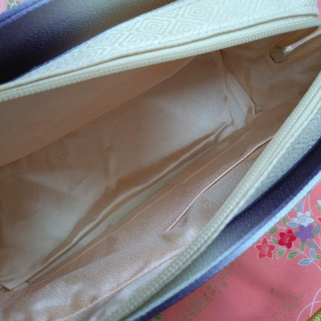 925　未使用品　正絹•縮緬　紫✕クリーム系暈し　普段用　礼装用　利休バッグ