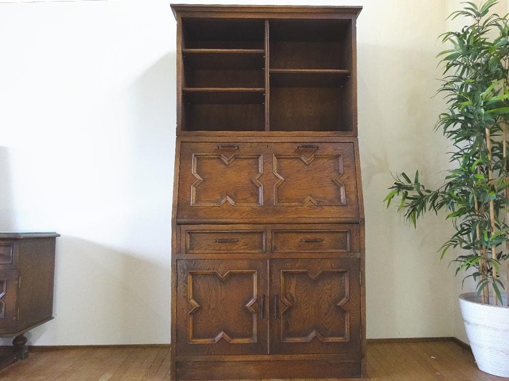 神戸洋家具　永田良介商店　上収納棚付き　ライティングビューロー