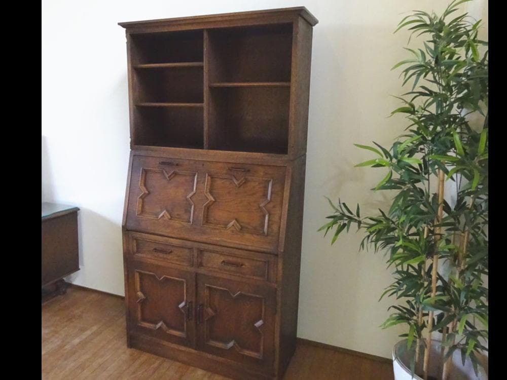 神戸洋家具　永田良介商店　上収納棚付き　ライティングビューロー