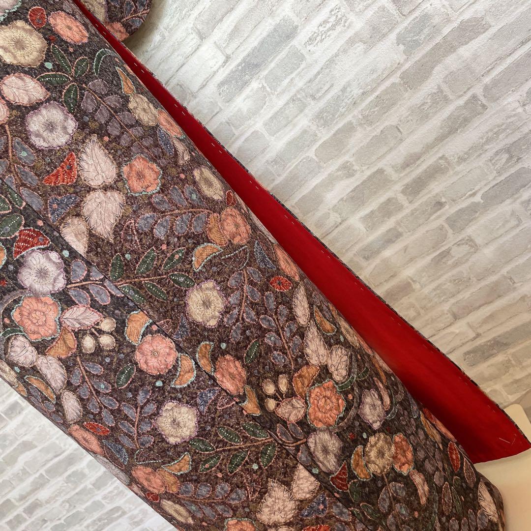 小紋　フルセット　辻ヶ花　ブラウン系　着物　L5