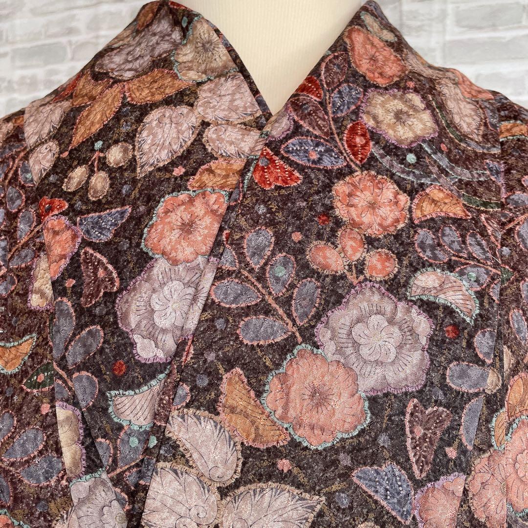 小紋　フルセット　辻ヶ花　ブラウン系　着物　L5