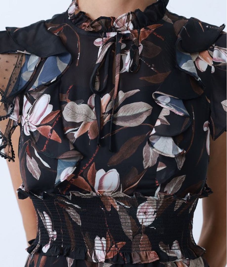 ERUKEI フラワープリント フリルドレス最終値下げ