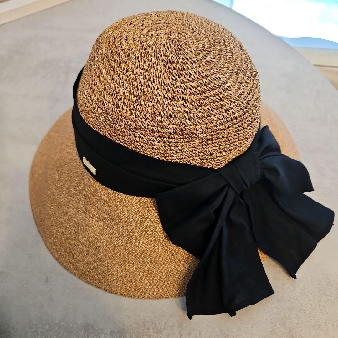 【新品】BICHERIE　ビシェリ　100%遮光　麦わら帽子　ハットリボンつば広