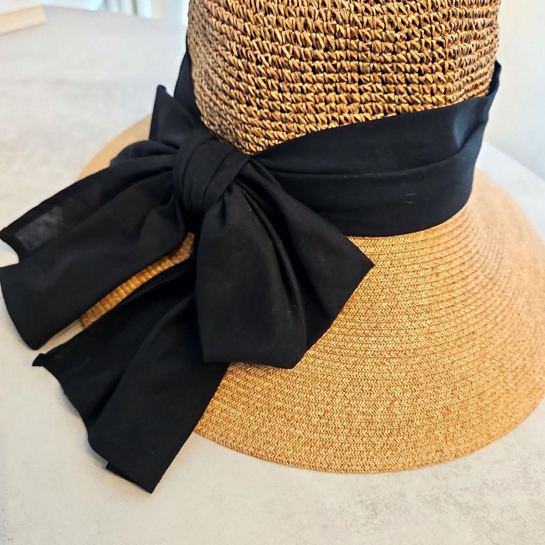 【新品】BICHERIE　ビシェリ　100%遮光　麦わら帽子　ハットリボンつば広