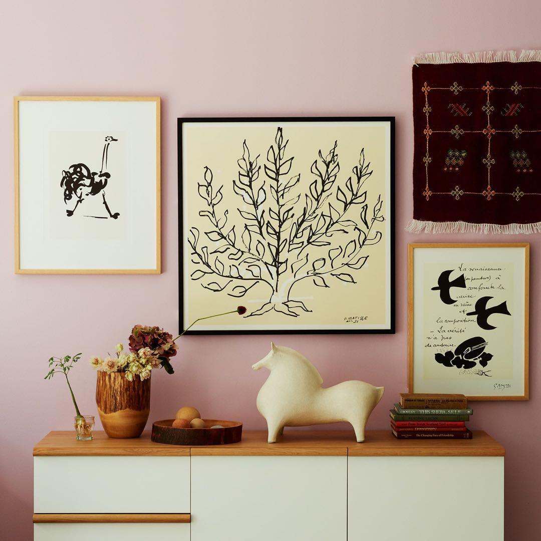 正規品 アンリ・マティス 低木 木製フレーム付 大判 ブラックフレーム IDEE