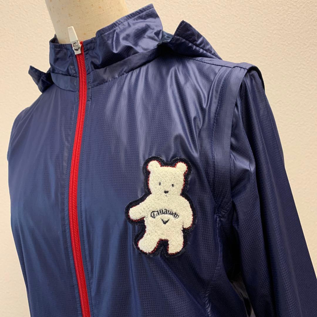 Callaway キャロウェイ　2wayクマ刺繍付ネイビーブルゾン　 LLサイズ