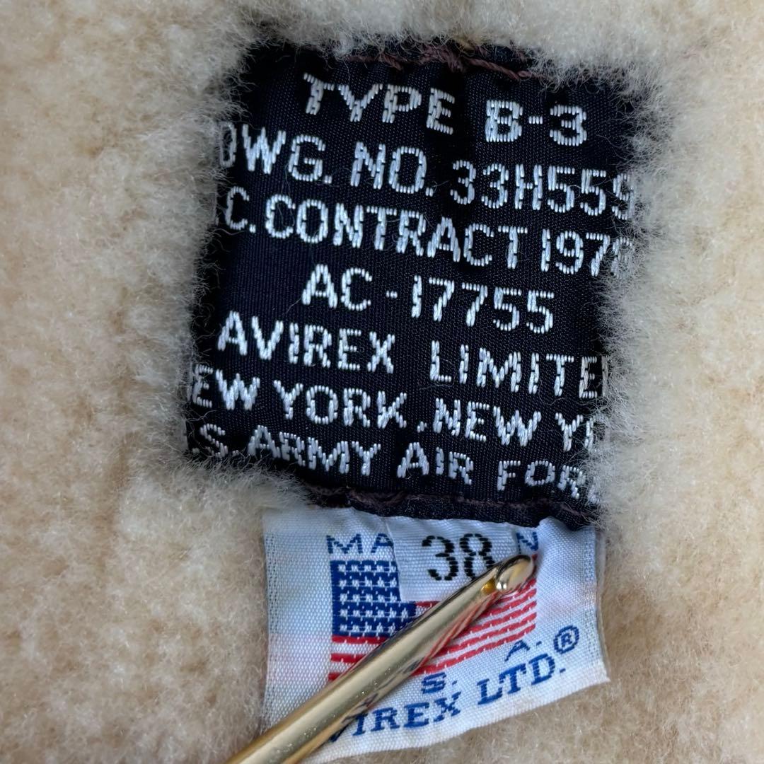 【USA製】アヴィレックス B3 フライトジャケット ムートン AC17755