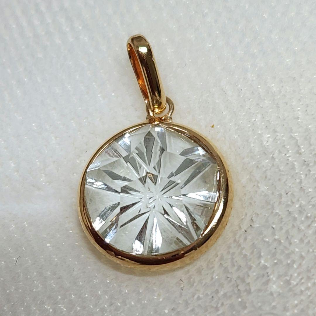 美品 甲州貴石切子 グリーンクォーツ ペンダント