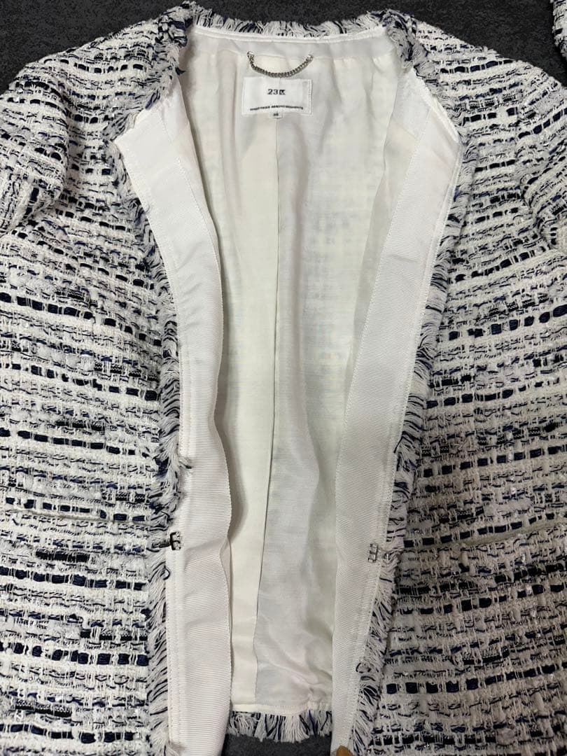 23区ノーカラージャケット　ツイードジャケット