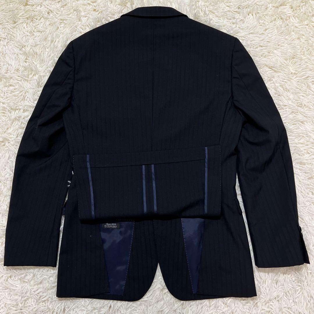 バーバリーブラックレーベル　3ピース　スーツ　セットアップ　ストライプ　黒　L