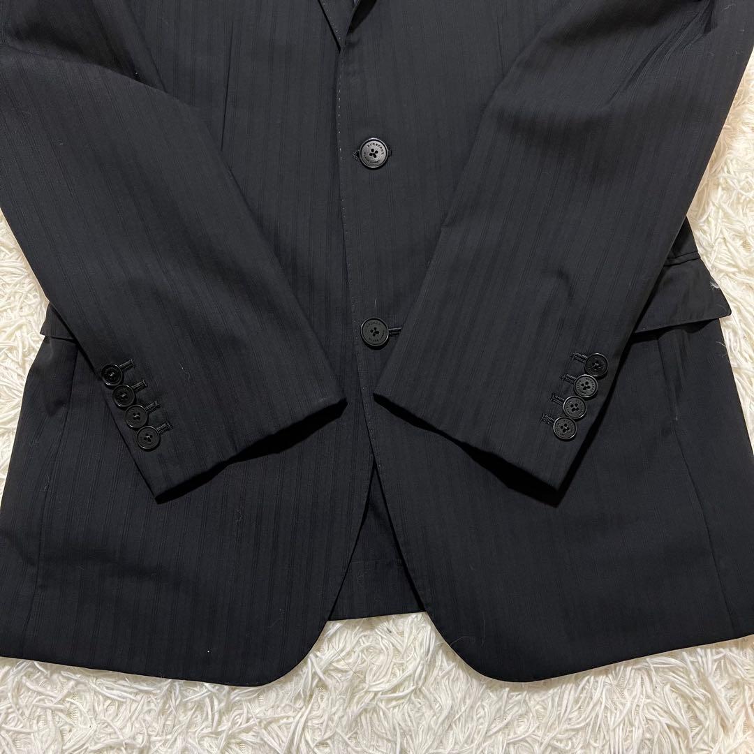 バーバリーブラックレーベル　3ピース　スーツ　セットアップ　ストライプ　黒　L