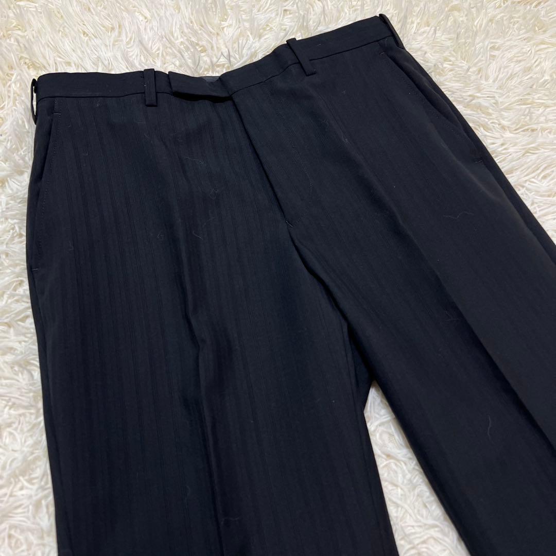 バーバリーブラックレーベル　3ピース　スーツ　セットアップ　ストライプ　黒　L