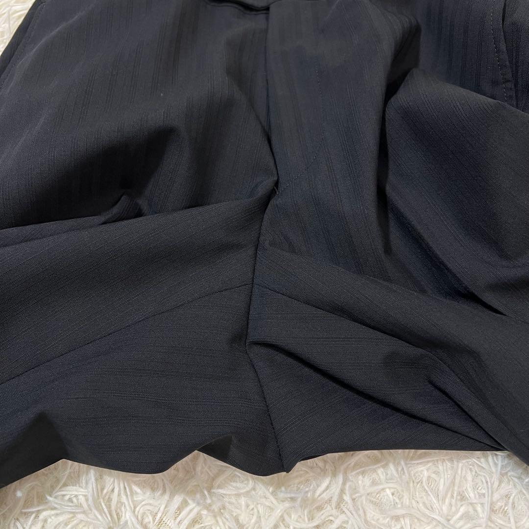 バーバリーブラックレーベル　3ピース　スーツ　セットアップ　ストライプ　黒　L