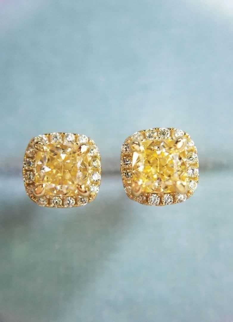 m♡最高級ソナダイヤモンド　イエローピアス