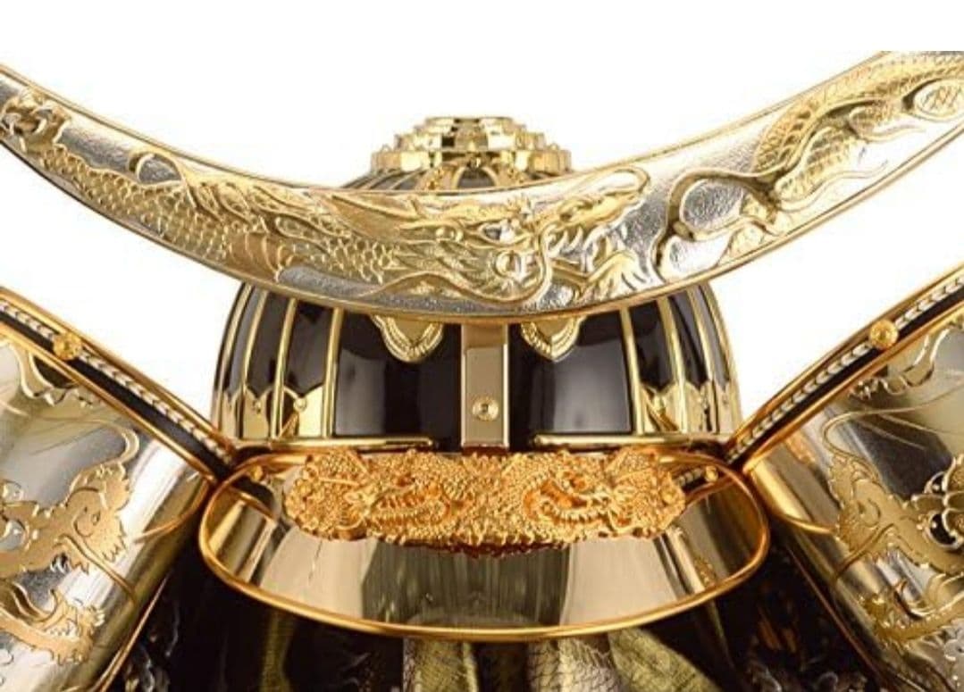 五月人形 伊達政宗 着用 兜収納飾り 兜飾り 平安義正作 本金箔焼箔仕上げ