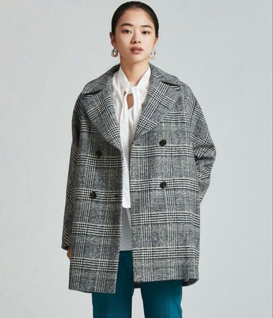 美品✨TOMORROWLAND ブロークングレンチェック ダブルブレストコート