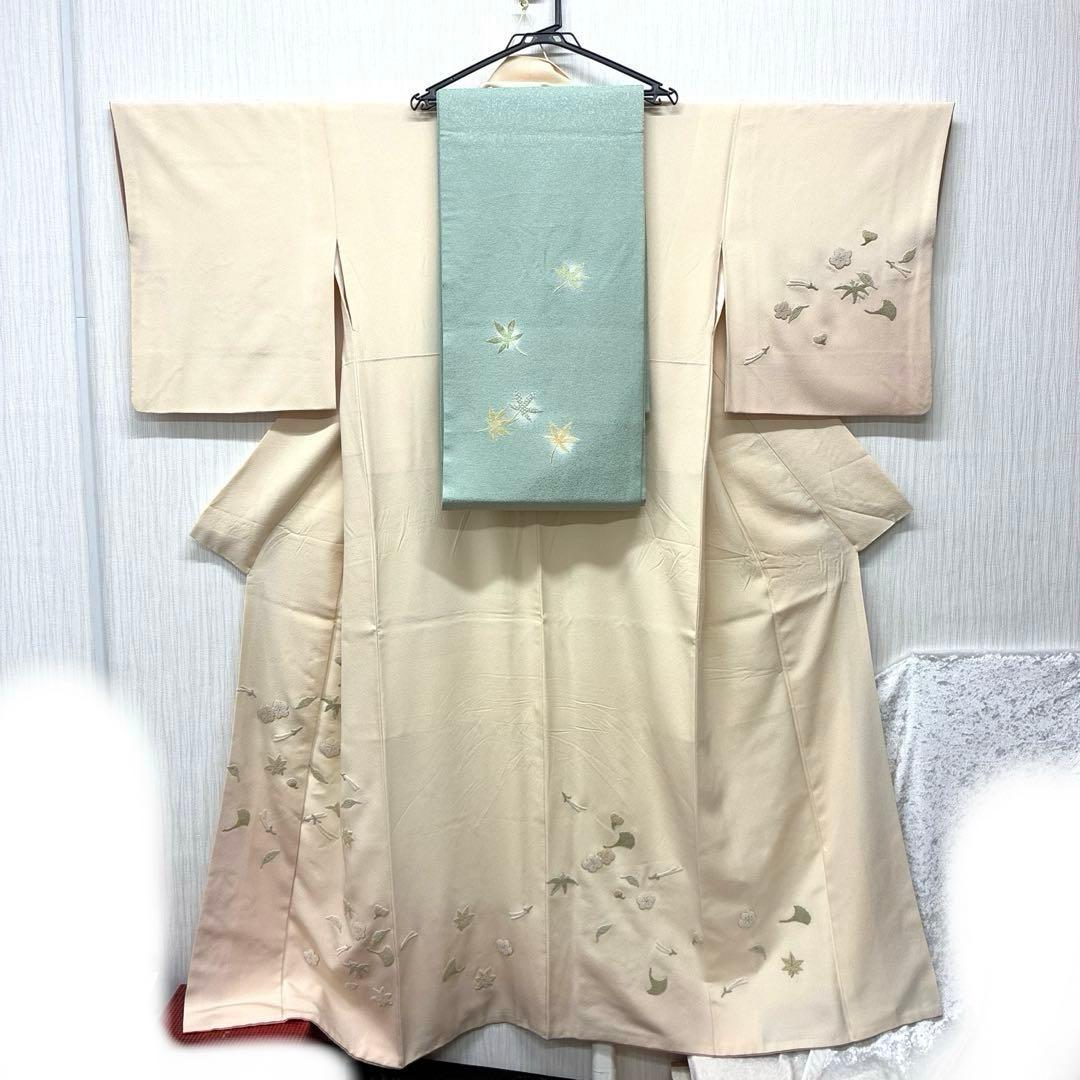 訪問着 着物 相良刺繍 正絹 中国刺繍 逸品 滝泰 落款あり