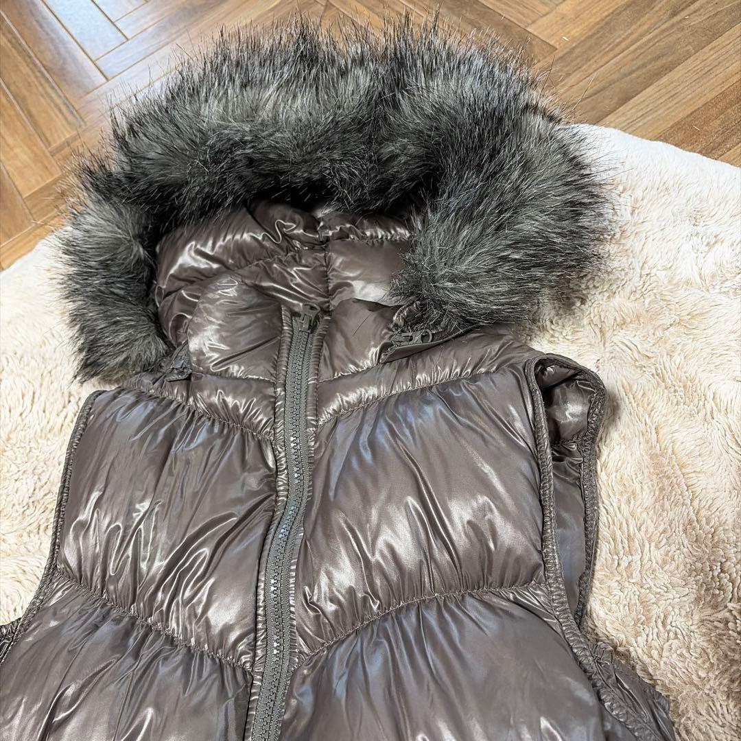 old gap グレー　ダウンベスト ファー付き　グランジ y2k