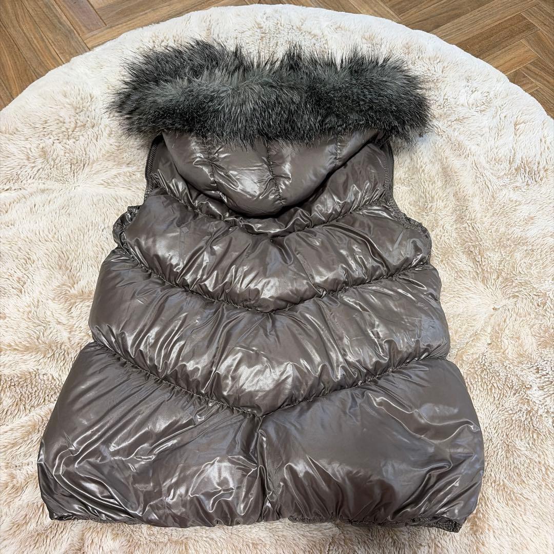 old gap グレー　ダウンベスト ファー付き　グランジ y2k