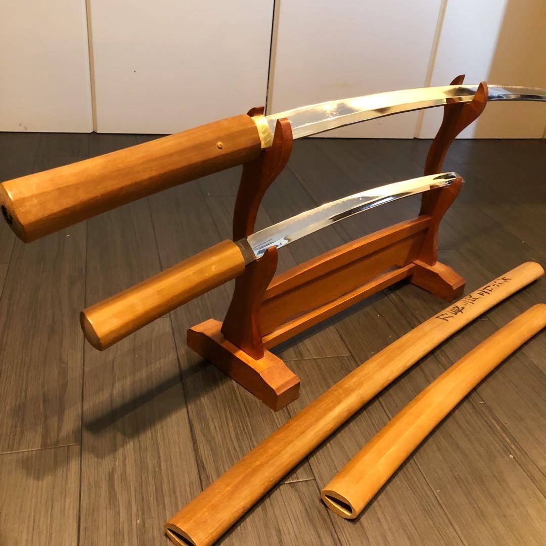 模造刀 白鞘 合金製 大小セット　長脇差　2本　拵え　太刀　居合刀