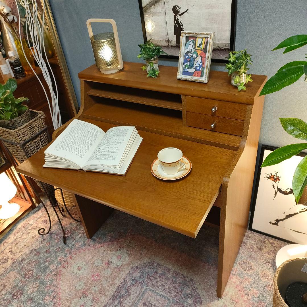 小島工芸 ライティングデスク オーク材 欧スタイル