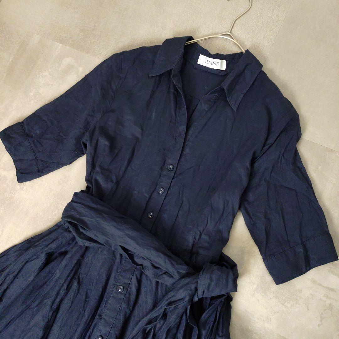 JENNE ジェンヌ　オードリールックエアリーワンピース フレア M ネイビー