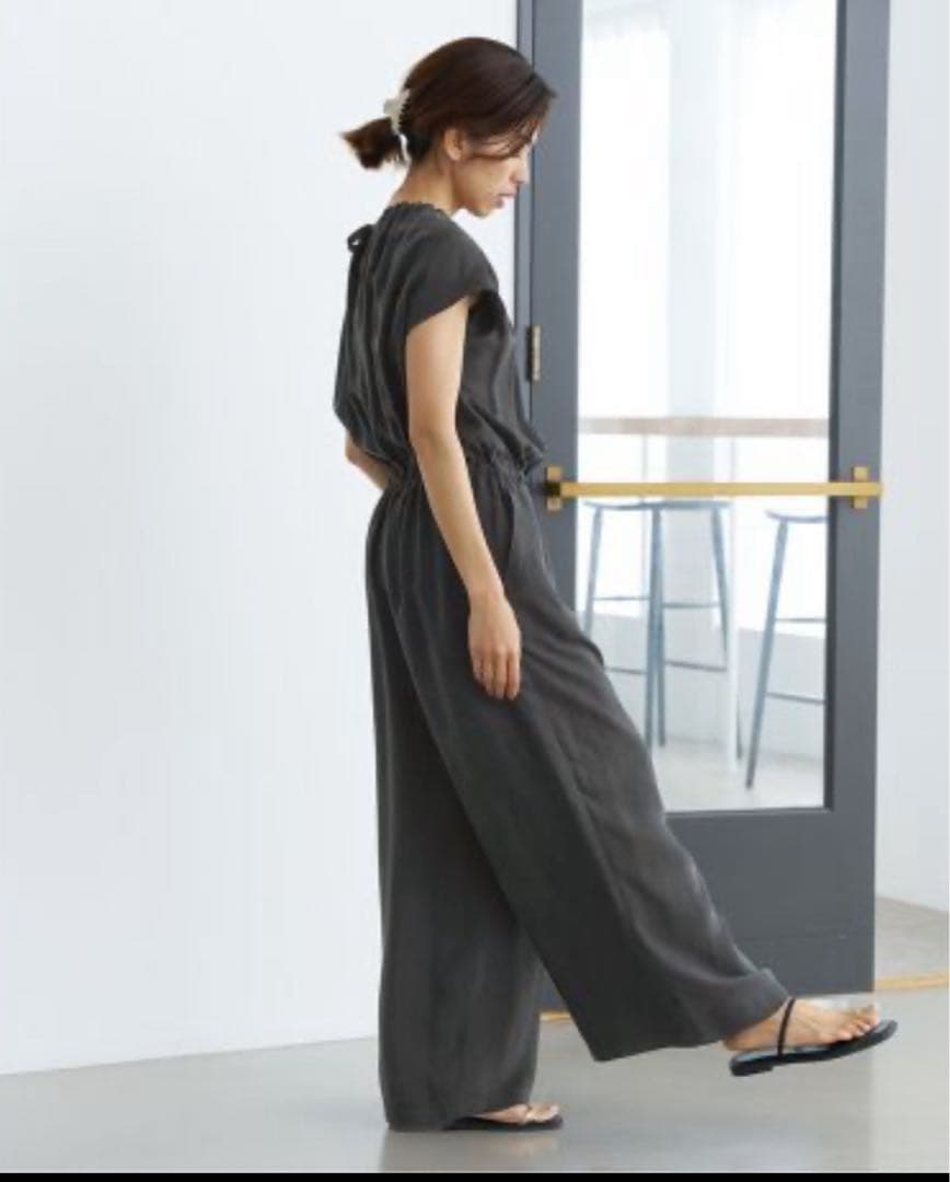 IENA キュプラ ギャザーネック　オールインワン　イエナ　38 黒　plage