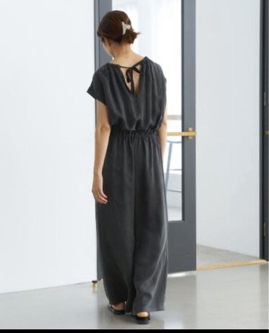 IENA キュプラ ギャザーネック　オールインワン　イエナ　38 黒　plage