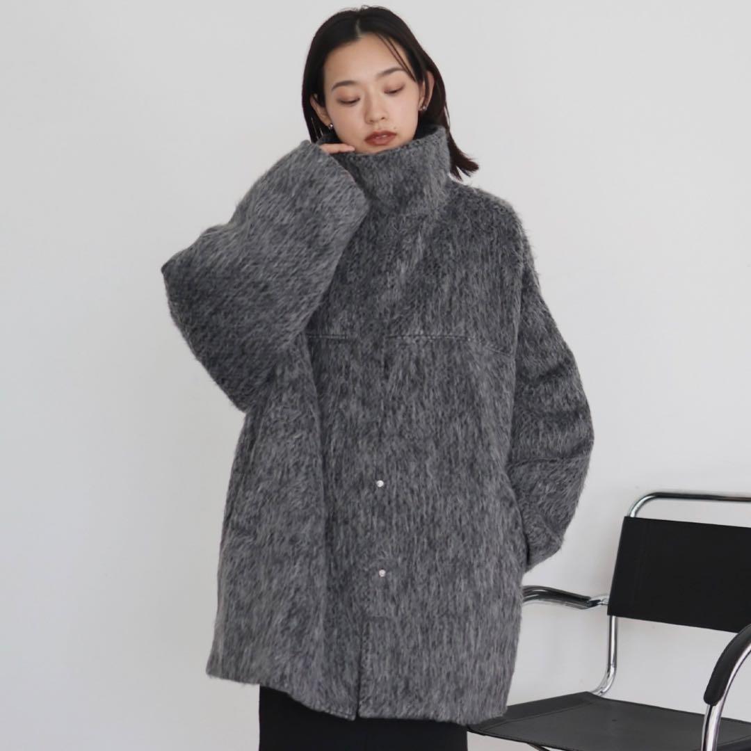 値下げ［新品未使用］hellam シャギースタンドカラーコート