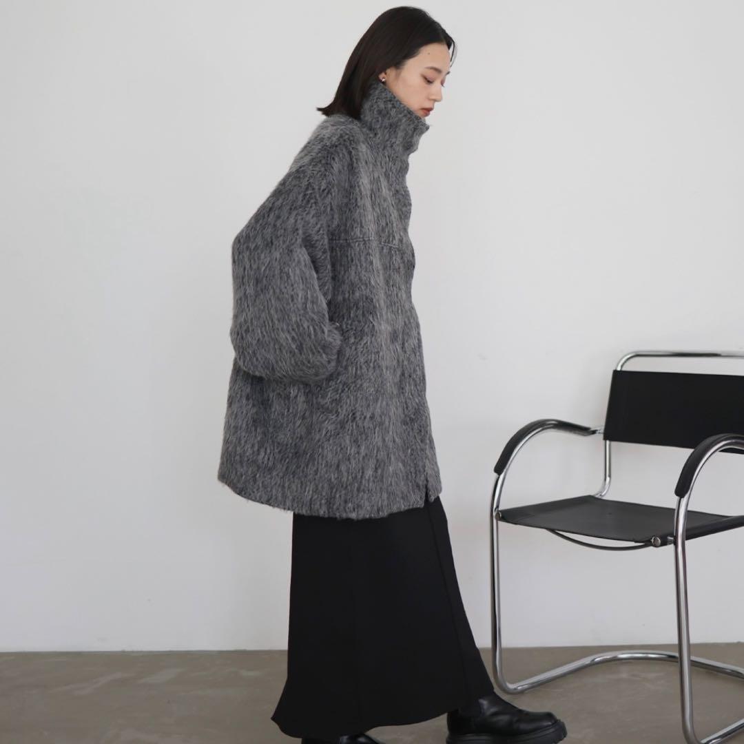 値下げ［新品未使用］hellam シャギースタンドカラーコート