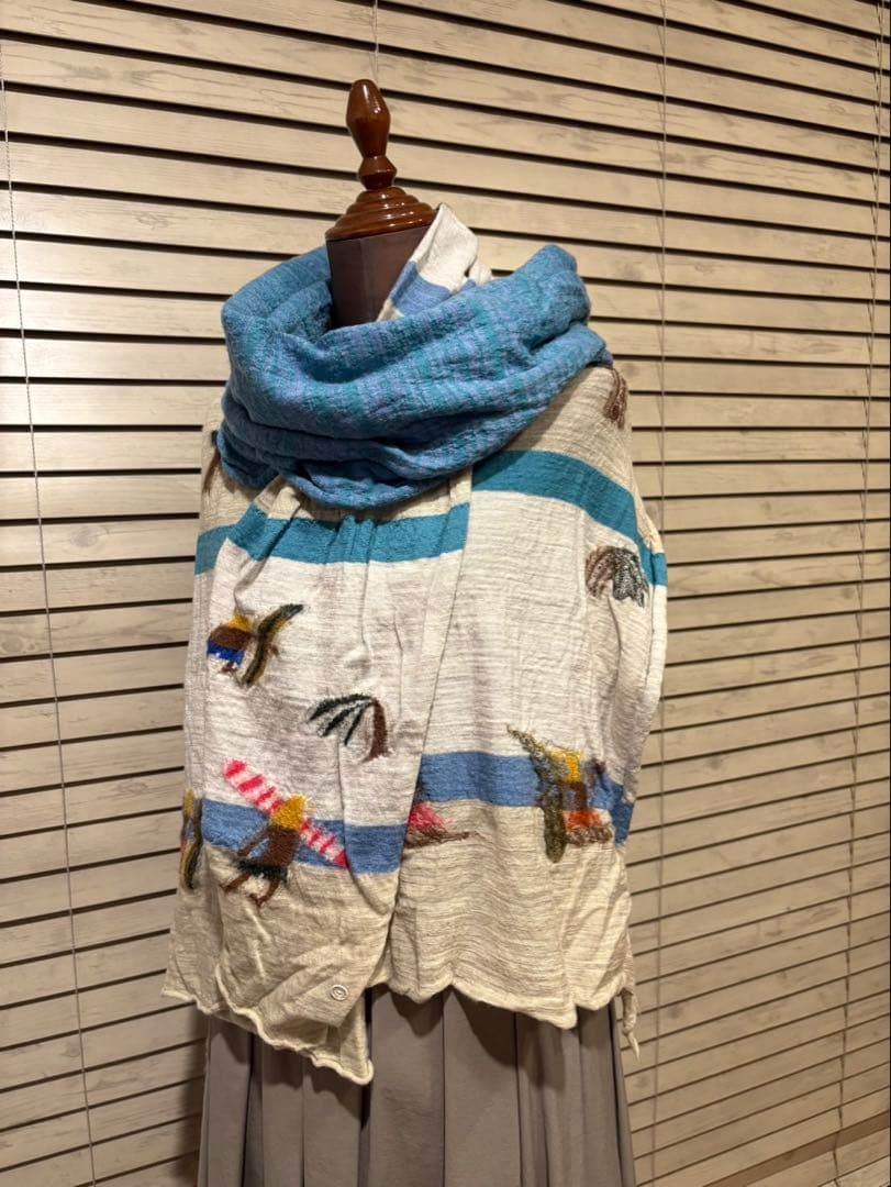 KAPITAL 縮絨ウール　サーフ柄ストール