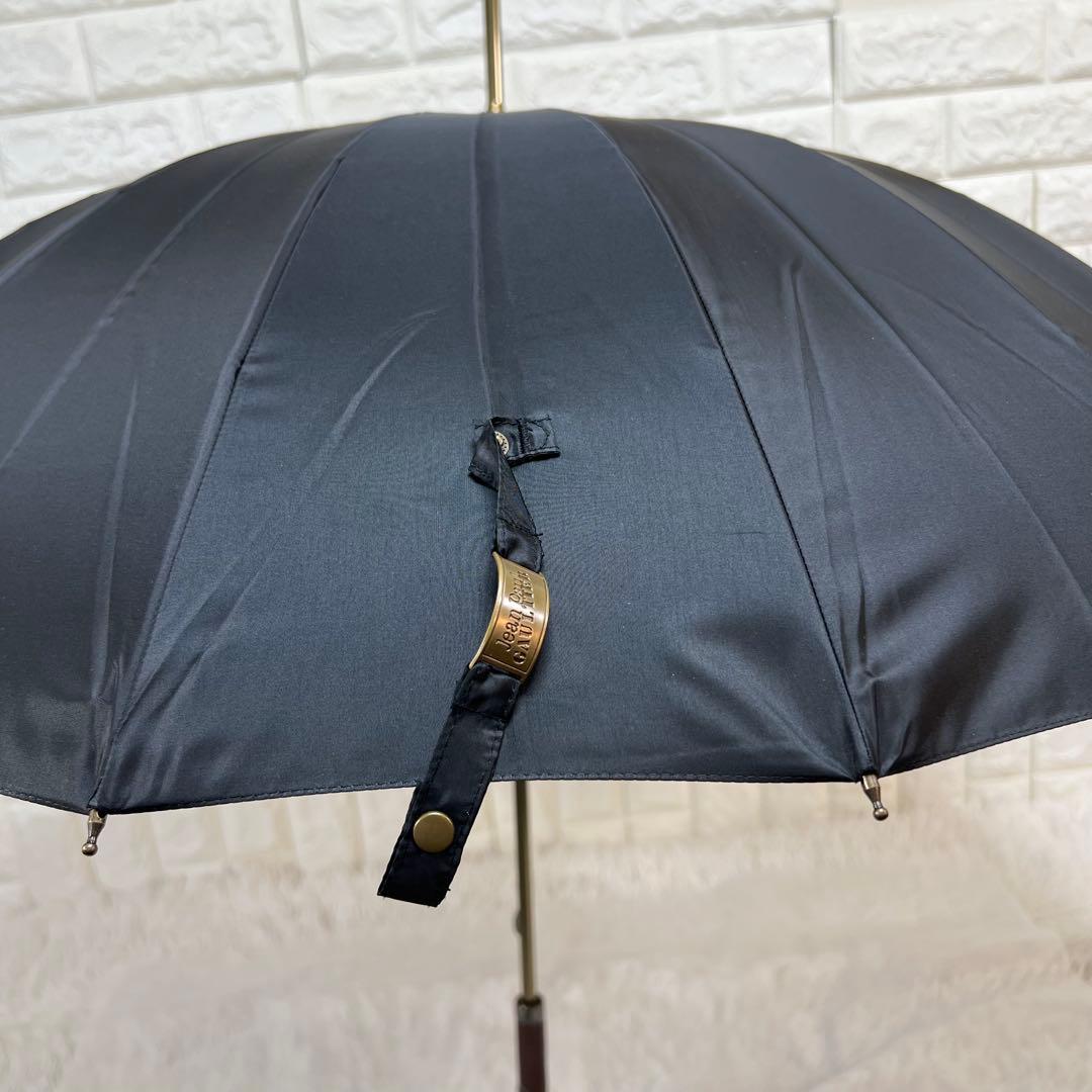 【未使用/希少】ジャンポールゴルチェ　傘　黒　レディース　メンズ　梅雨　長傘
