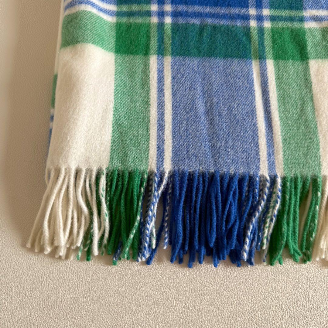 美品　ジョシュアエリス　大判ストール　ホワイト　グリーン　ブルー　アンゴラ