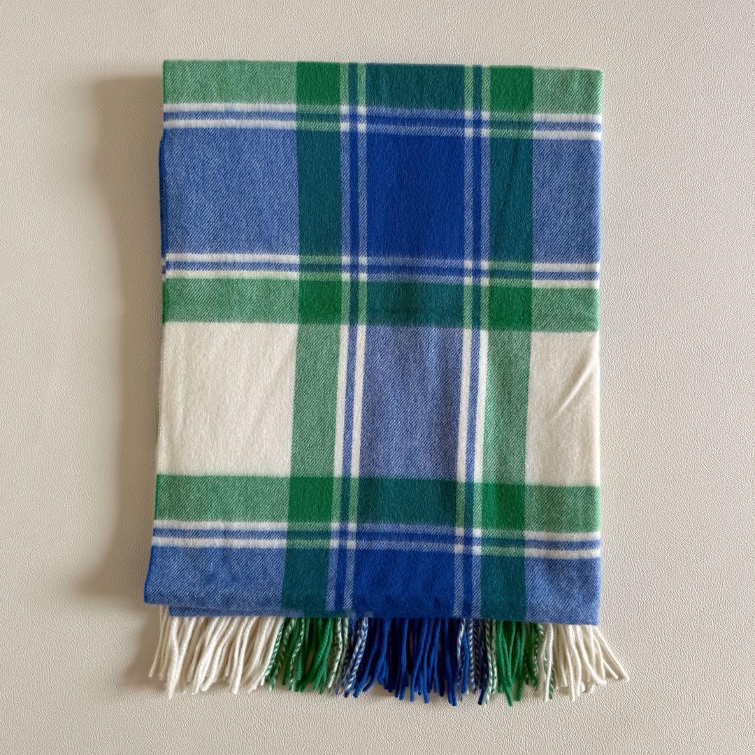 美品　ジョシュアエリス　大判ストール　ホワイト　グリーン　ブルー　アンゴラ