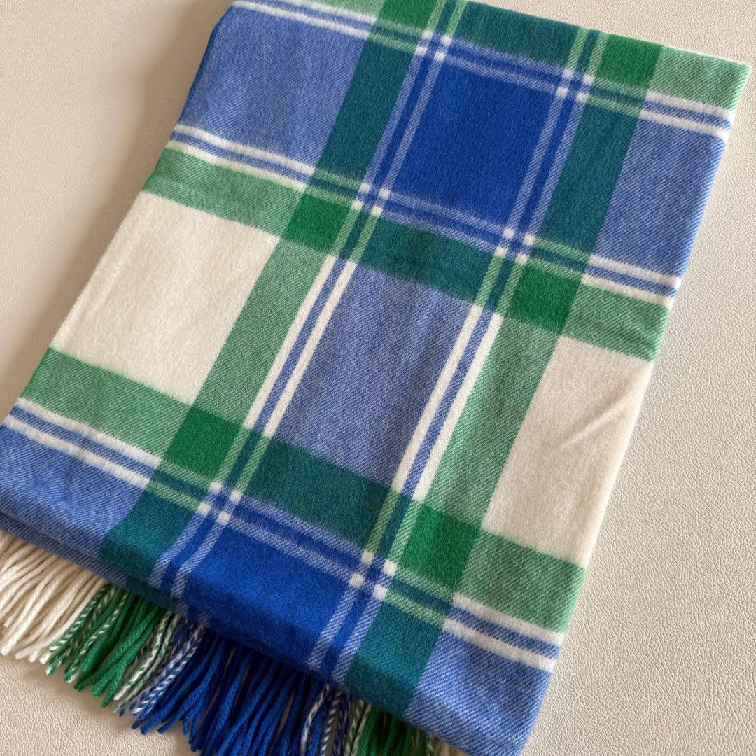 美品　ジョシュアエリス　大判ストール　ホワイト　グリーン　ブルー　アンゴラ