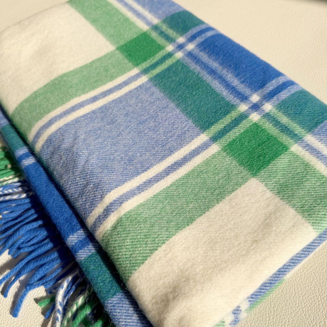 美品　ジョシュアエリス　大判ストール　ホワイト　グリーン　ブルー　アンゴラ