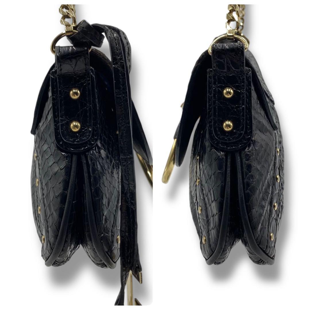 美品 ドルガバ DG 型押し チェーン バッグ Vintage Y2K 黒 ロゴ