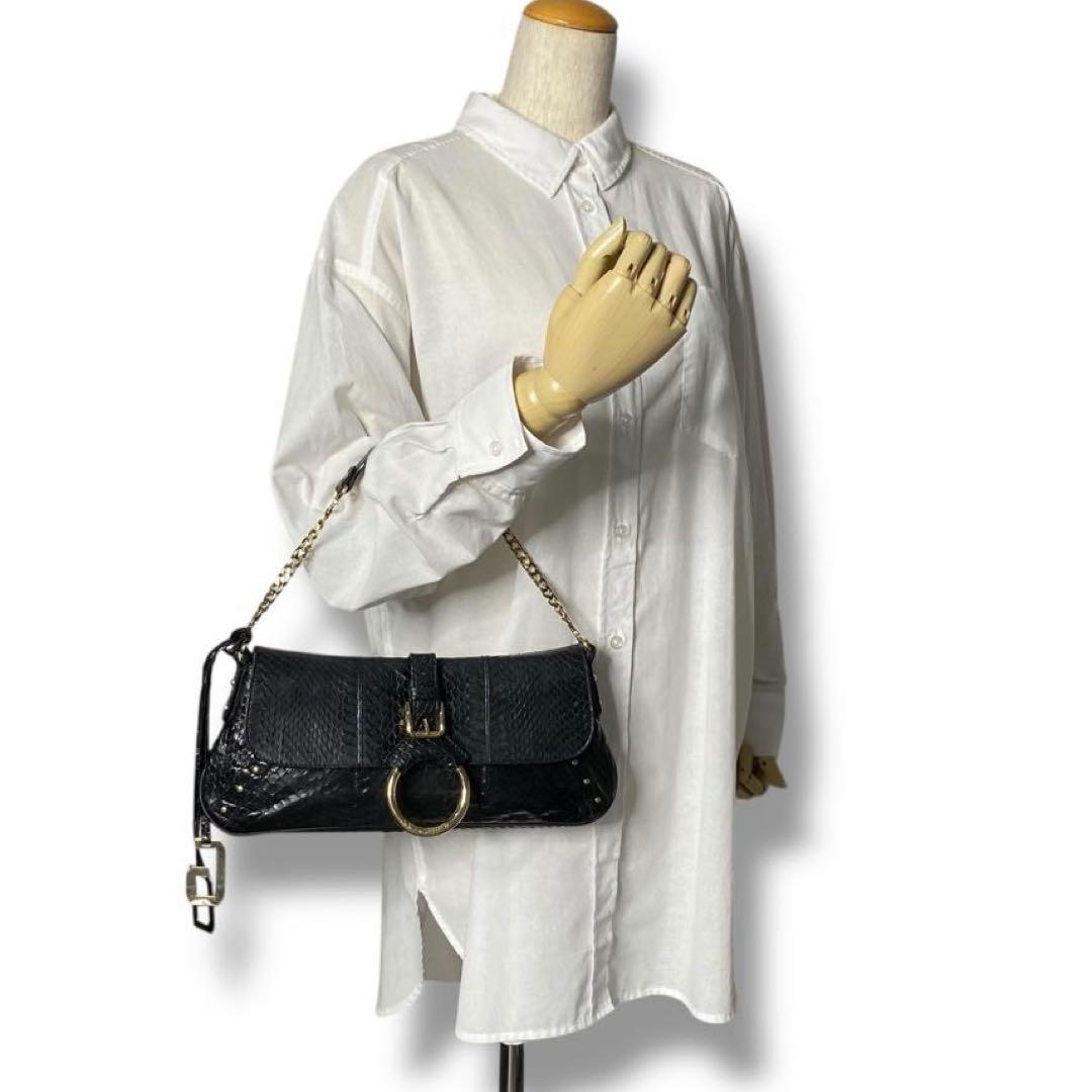 美品 ドルガバ DG 型押し チェーン バッグ Vintage Y2K 黒 ロゴ