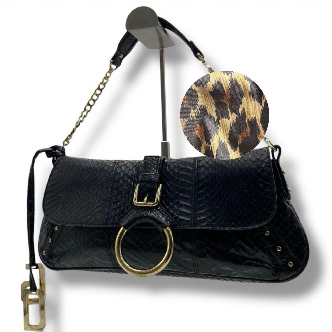 美品 ドルガバ DG 型押し チェーン バッグ Vintage Y2K 黒 ロゴ