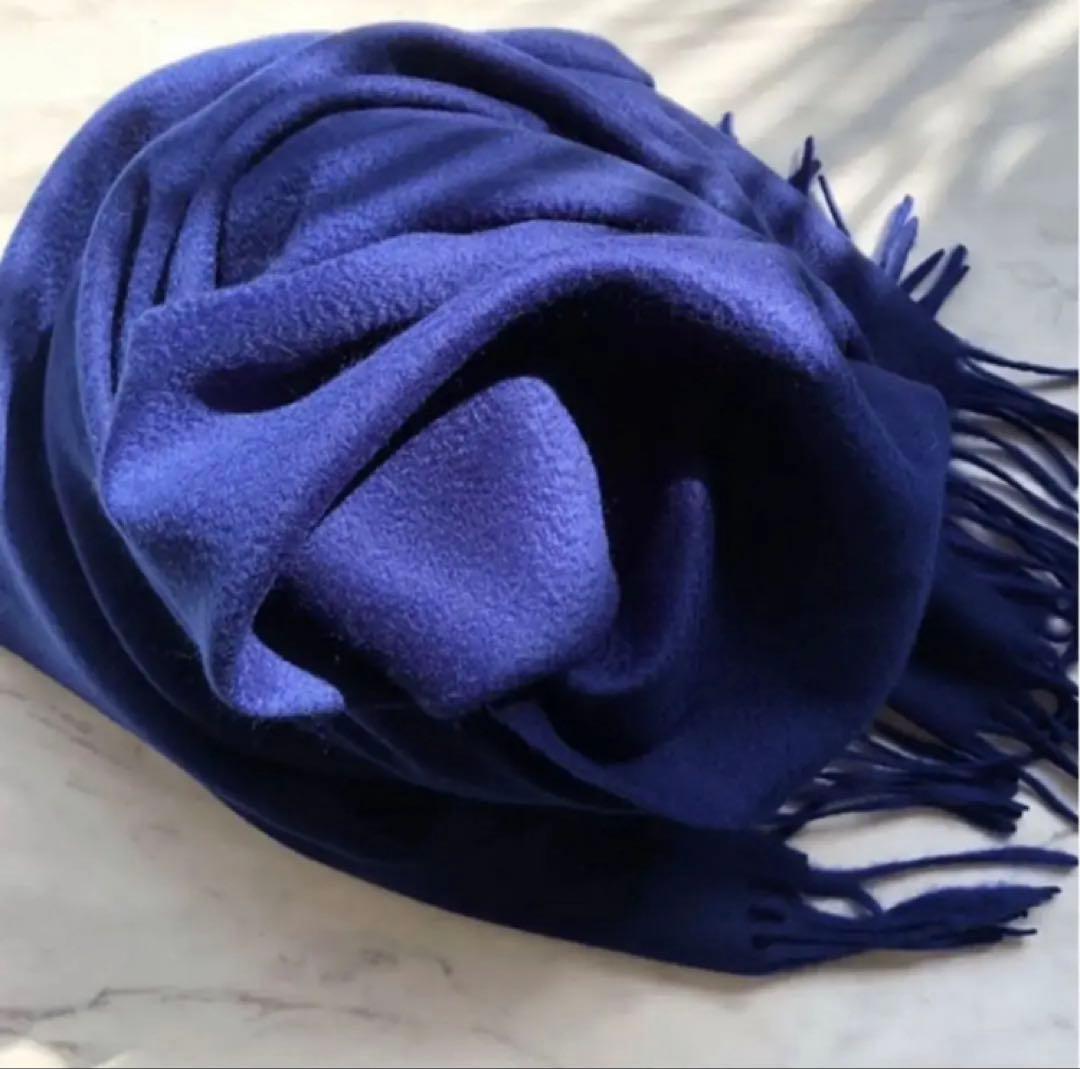 極上カシミヤ100%☆大判 ストール☆ ロイヤルブルー
