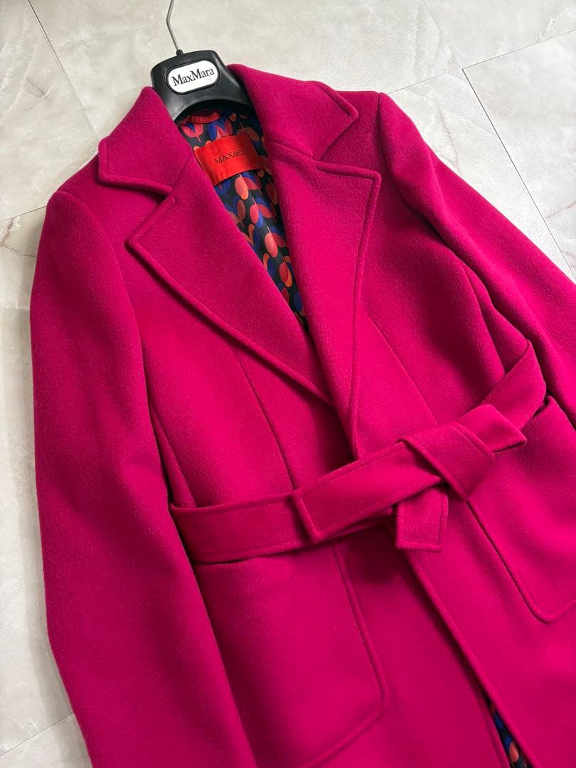 美品　マックスアンドコー　マックスマーラ　ロングコート　ピンクパープル　36