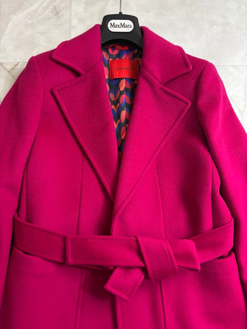 美品　マックスアンドコー　マックスマーラ　ロングコート　ピンクパープル　36